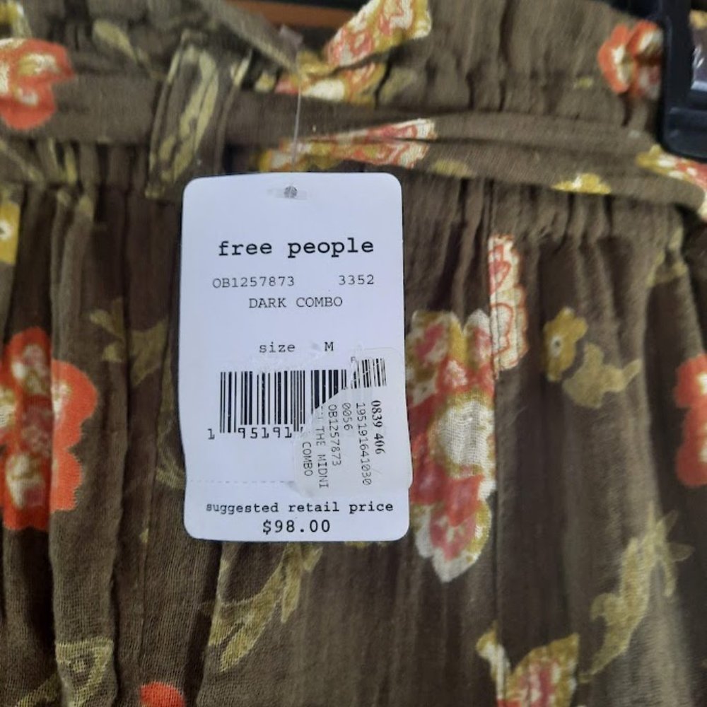 Free People In the Midnight Hour Paperbag Waist Cotton Gauze Floral Pants NWT M - Picture 7 of 10
